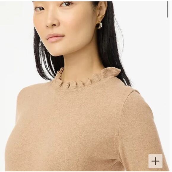 J Crew Cotton Ruffleneck Sweater XL Tan Heather Mushroom BV341 J.Crew - Picture 3 of 7
